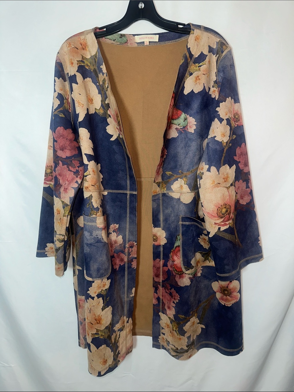 Anthropologie Solitaire Navy Floral Open-Front jacket